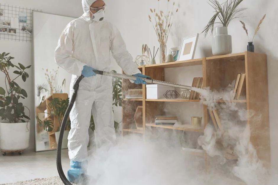 team-03 Cleaner using a vacuum in a stylish indoor setting, showcasing cleaning equipment and techniques.